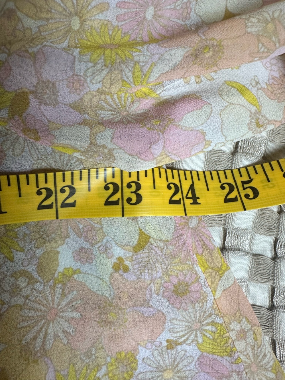 For Love And Lemons Yellow Pink Floral Ruffle Tie-Button Front Blouse Size M - Picture 10 of 10